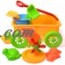 Beach Sand Toys for Kids Summer Outdoor Activities Educational  Pretend Play Set with Sand Wheel for Watering Can, Shovels Set, Rakes, Bucket, Sea Creature Molds in a Wagon 8 PCs F-133   
